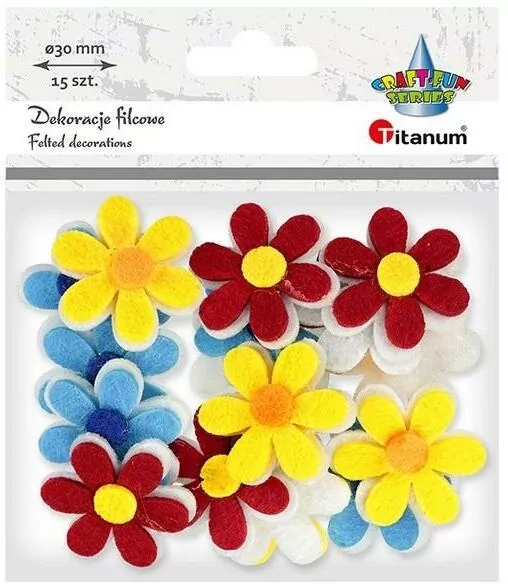 Filcowe dekoracje 3D kwiatki 30 mm mix - tantis.pl