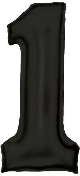 Balon foliowy cyfra 1 satynowa czarna 86cm - tantis.pl
