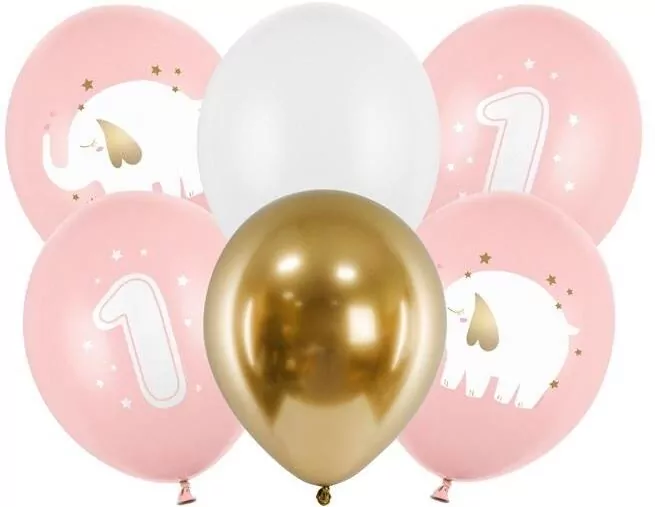 Balony Roczek Baby pink 30cm - tantis.pl