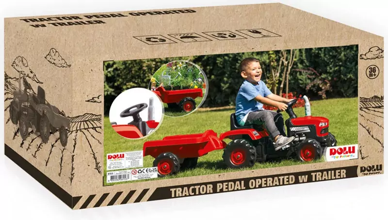 DOLU traktor na pedały z przyczepą czerwony 8153 - tantis.pl