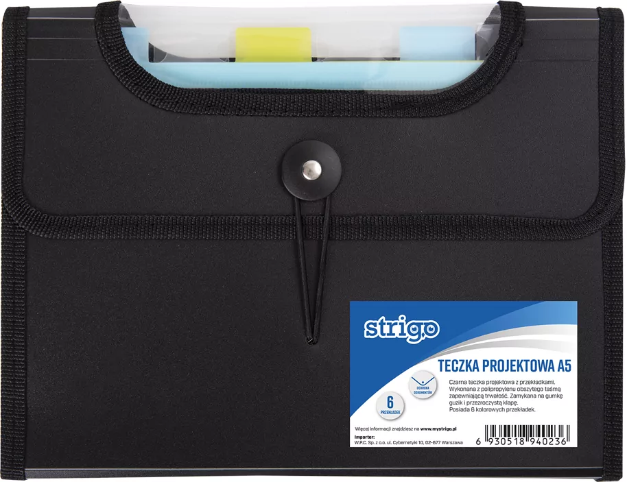 Teczka A5 z przekładkami. V-file czarna - tantis.pl