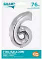 Balon foliowy Smart cyfra 6 srebrny 76cm - tantis.pl