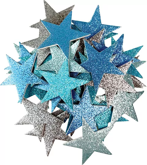 Naklejki brokat piankowe samoprzylepne Stars 36szt - tantis.pl