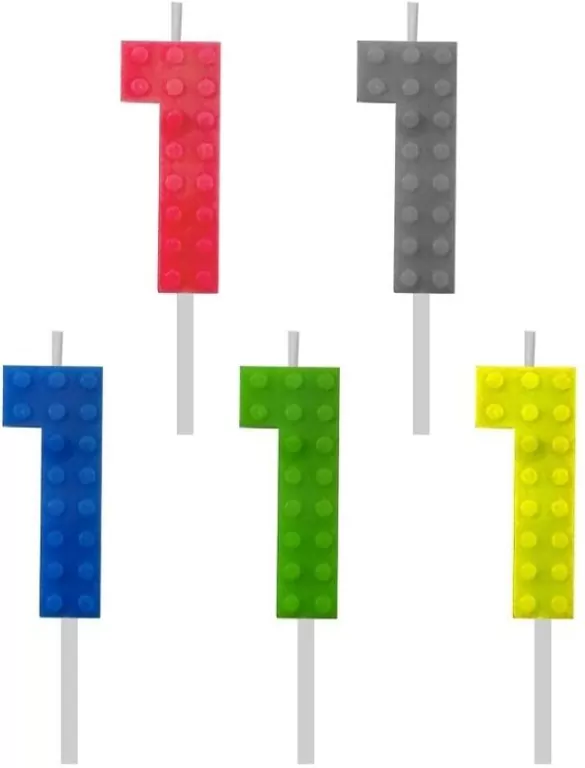 Świeczka urodzinowa Klocki cyfra 1 5,5cm MIX - tantis.pl
