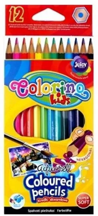 Kredki akwarelowe + pędzelek Colorino Kids 12 sztuk - tantis.pl