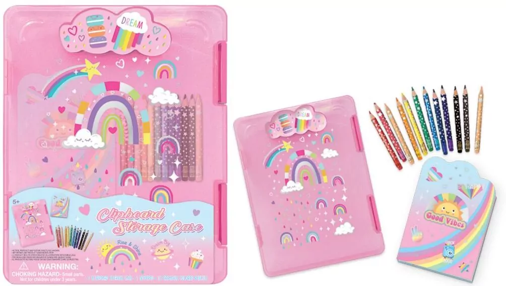 Teczka z klipsem + kredki Tęcza - tantis.pl