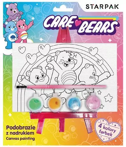 Podobrazie z nadrukiem i farbkami. Care Bears - tantis.pl