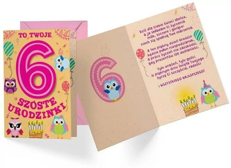 Karnet B6. Urodziny 6. PR-289 - tantis.pl