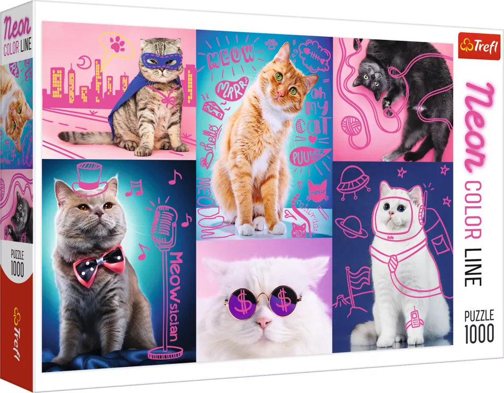 Puzzle 1000. Neon Color Line. Super cats - tantis.pl