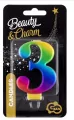 Świeczka B&C. Cyferka 3. Galaxy 8 cm - tantis.pl