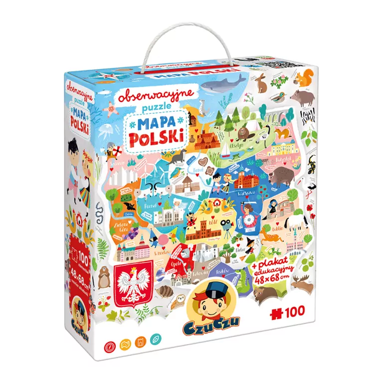 CzuCzu. Puzzle 100 Obserwacyjne. Mapa Polski - tantis.pl