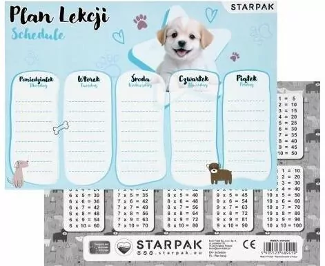 Plan lekcji z tabliczką mnożenia Pieski 2