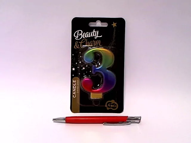 Świeczka B&C. Cyferka 3. Galaxy 8 cm - tantis.pl