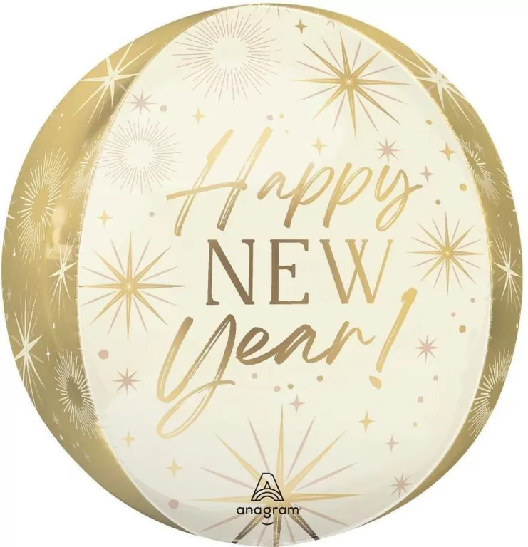 Balon foliowy kula gold New Year 38cm - tantis.pl