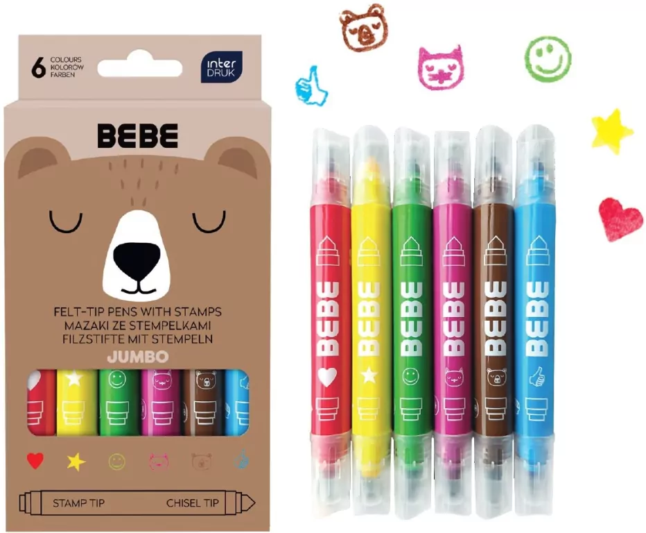 Mazaki jumbo ze stempelkami 6szt Bebe Friend - tantis.pl