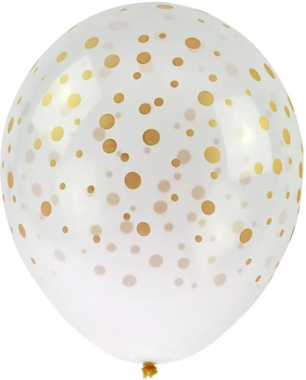 Balony 30cm. Transparentne z nadrukiem konfetti - tantis.pl