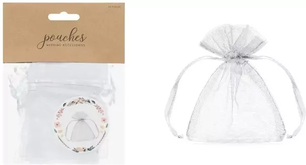 Woreczki z organzy biały 10cm, 10 sztuk - tantis.pl