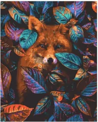 Malowanie po numerach - Lis w liściach 40x50cm