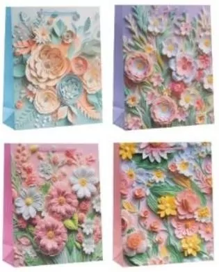 Torebka prezentowa 26x32x10cm Kwiaty MIX - tantis.pl