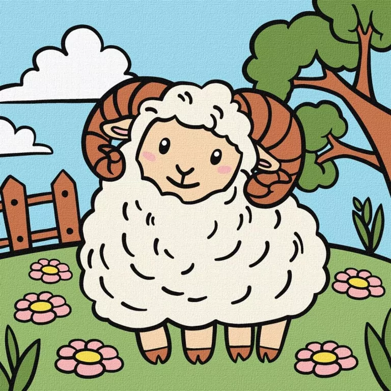 Malowanie po numerach - Baranek Kids 25x25cm - tantis.pl