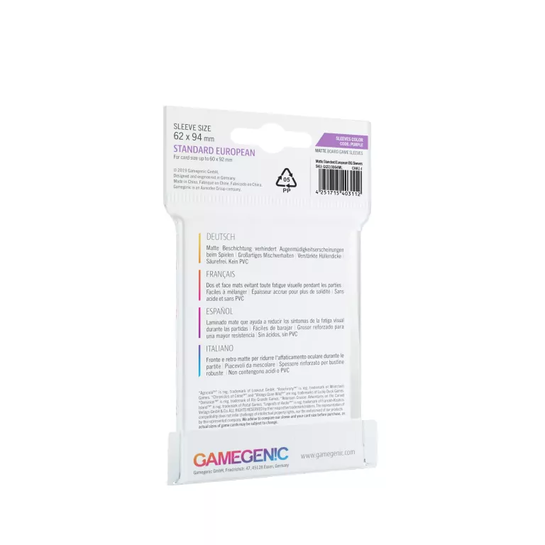 Gamegenic: Matte Standard European-Sized Sleeves (62x94 mm), 50 sztuk - tantis.pl