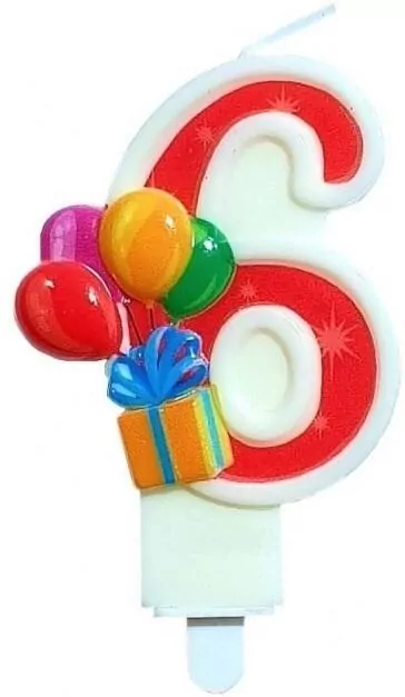 Świeczka urodzinowa "6" z balonikami - tantis.pl