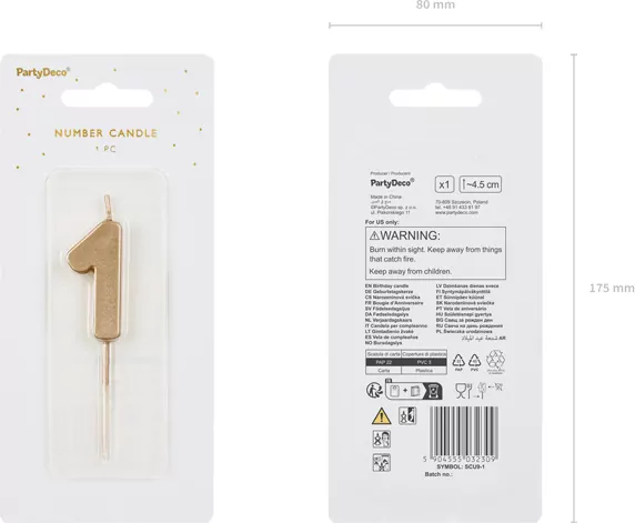 Świeczka urodzinowa 1 złota 4,5cm - tantis.pl