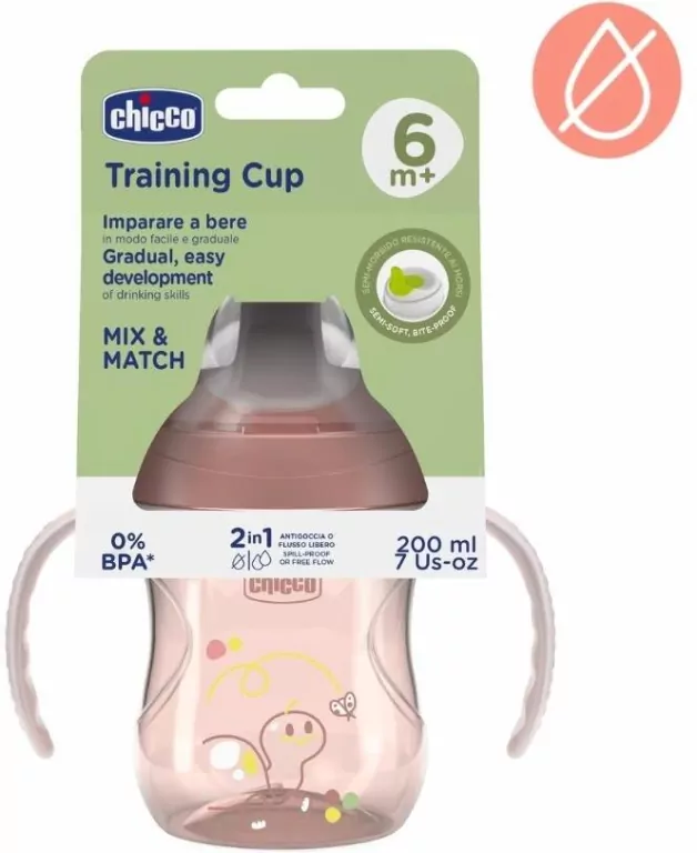 Chicco. Kubek. 200 ml. 6 miesięcy. Brzoskwiniowy - tantis.pl
