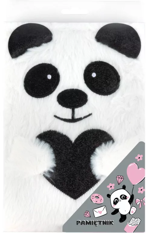 Pamiętnik pluszowy z kłódką Panda DERFORM - tantis.pl
