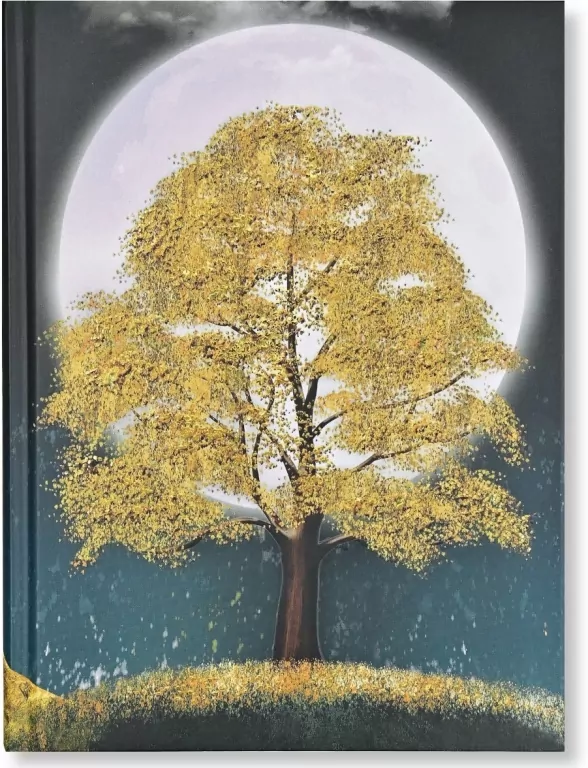 Notatnik szyty. Pozłacane drzewo nocą - tantis.pl