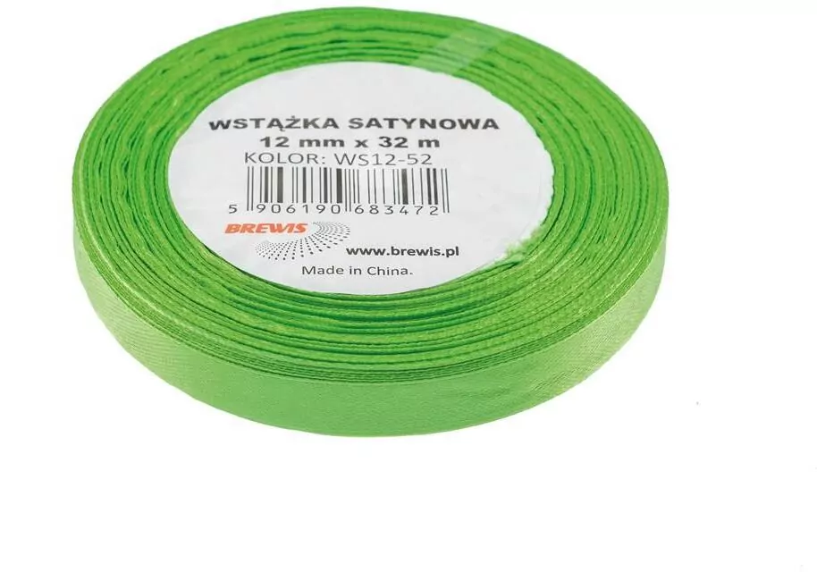 Wstążka satynowa zielona 12mmx32m - tantis.pl