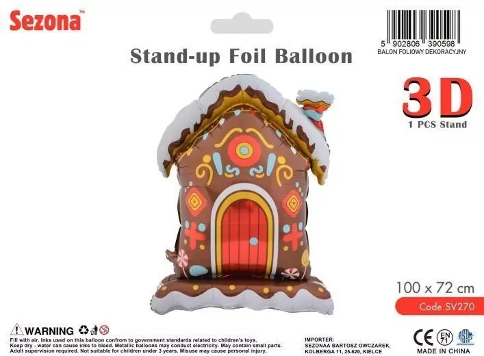 Balon Boże Narodzenie Dom z piernika 100x72cm - tantis.pl