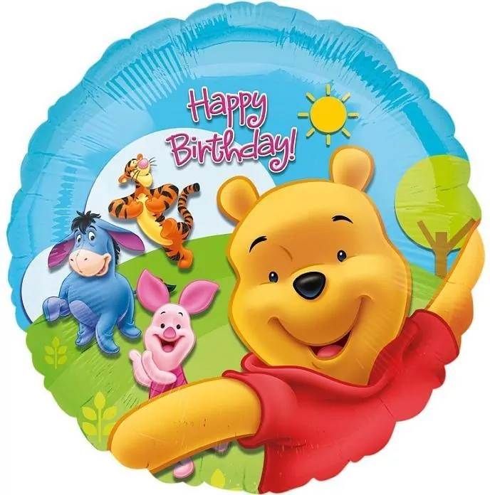 Balon foliowy Pooh and Friends Sunny BDAY 46cm - tantis.pl