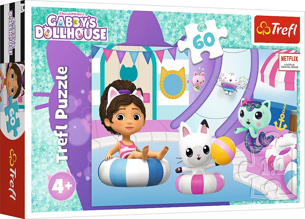 Trefl. Puzzle 60. Gabby na basenie - tantis.pl