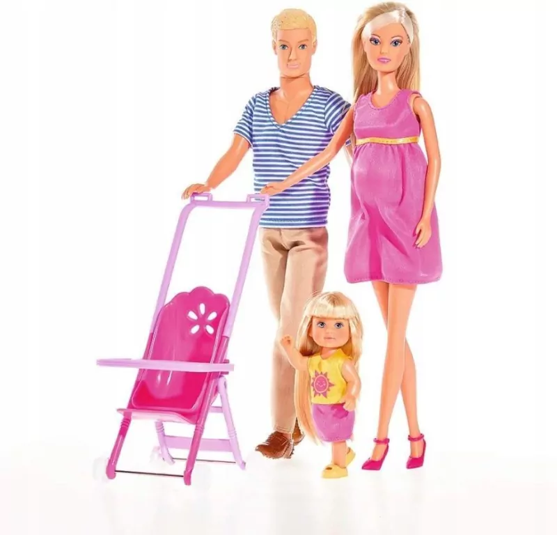 Lalka Steffi w ciąży z rodziną Kevin, bobas, Evi - tantis.pl