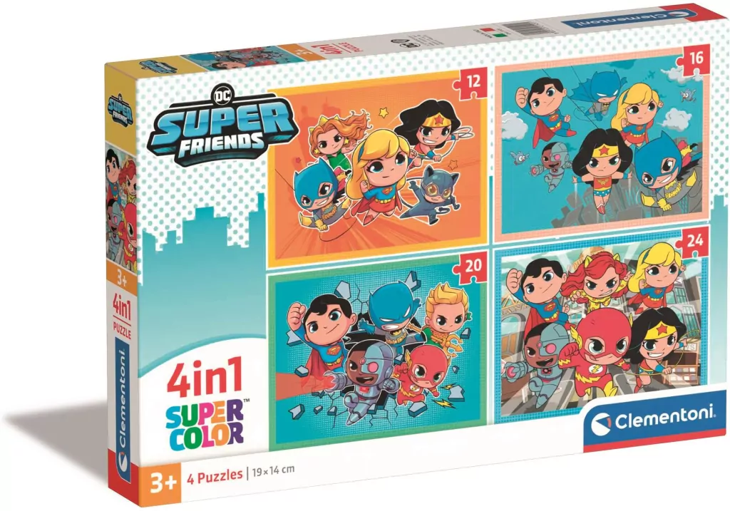 Clementoni. Puzzle 4w1. Super Kolor DC Superfriends - tantis.pl