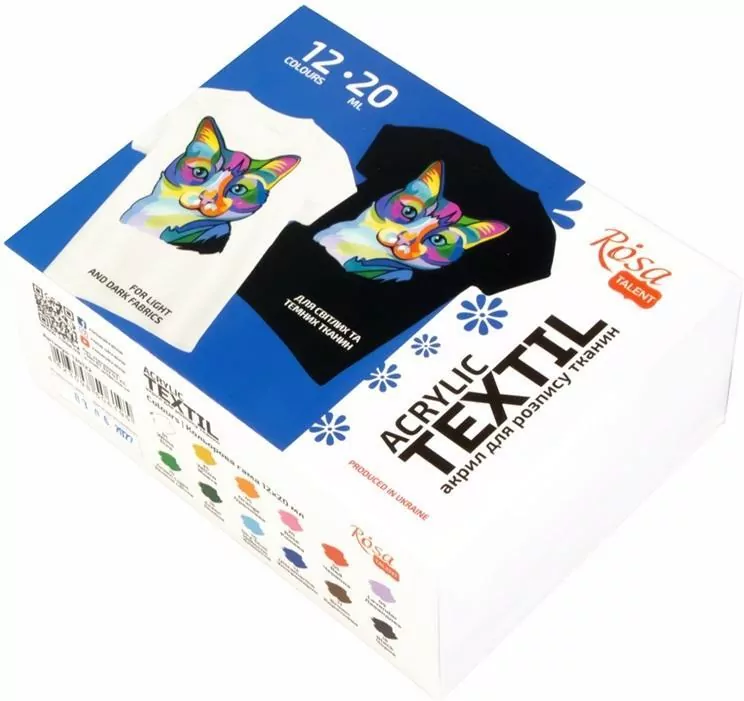 Farby do tkanin 20ml, 12 kolorów - tantis.pl