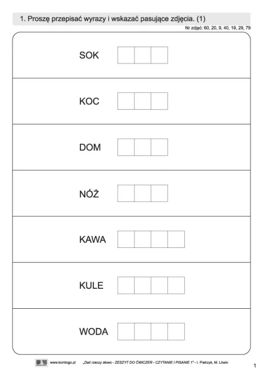 Dać rzeczy słowo. Czytanie i pisanie 1. Poziom 1 - tantis.pl