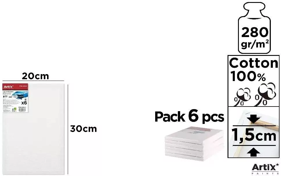 Podobrazie 20x30x1,5cm 280G/m2 (6szt) - tantis.pl
