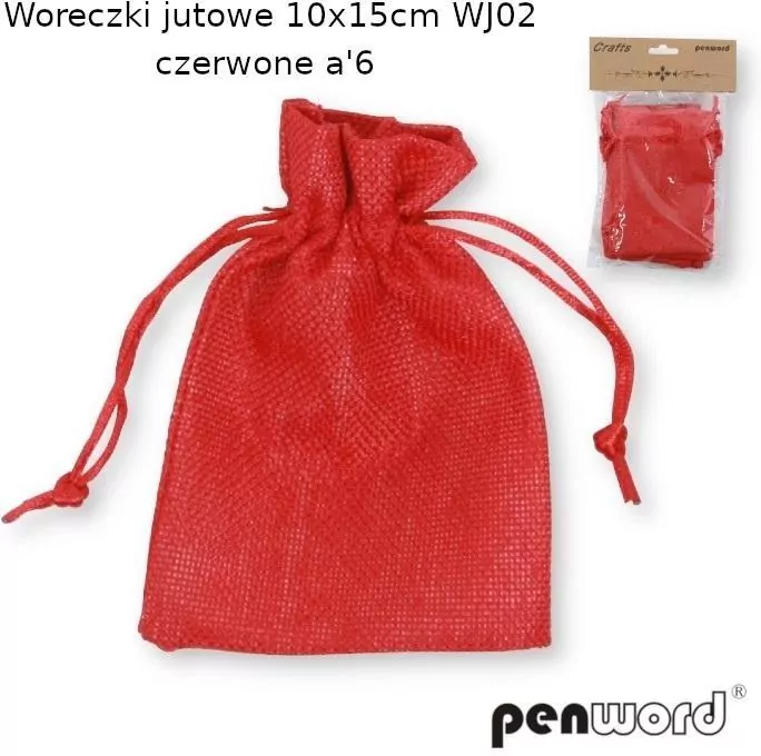 Woreczki jutowe czerwone 10x15cm - tantis.pl