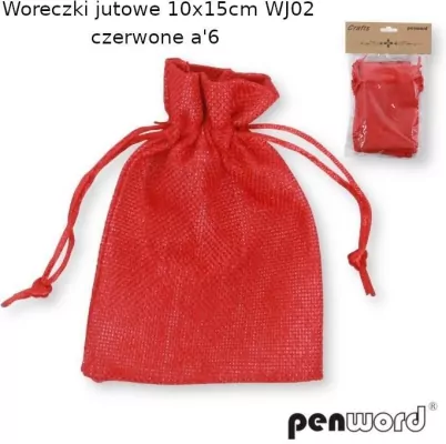 Woreczki jutowe czerwone 10x15cm