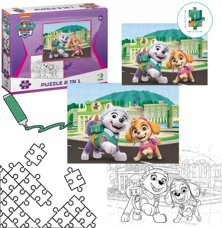 Puzzle 60 z kolorowanką. Psi Patrol - tantis.pl
