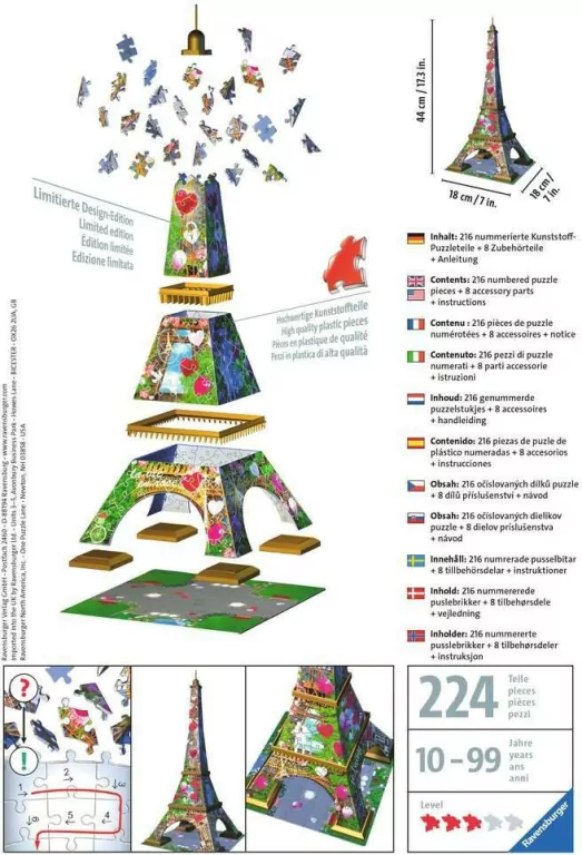 Puzzle 3D. Wieża Eifla Edycja Love - tantis.pl