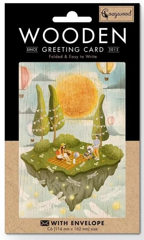 Karnet drewniany C6 + koperta. Narodziny piknik - tantis.pl