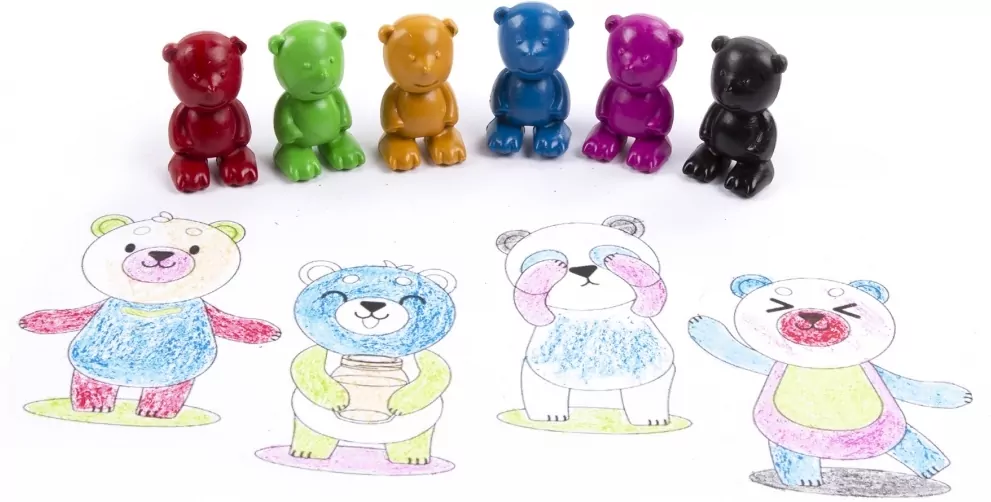 Kredki misie do nauki rysowania, 6 kolorów - tantis.pl