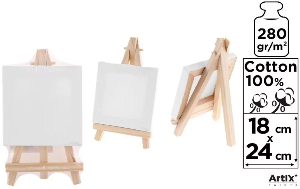 Podobrazie mini 18x24cm 280G/m2 + sztaluga - tantis.pl