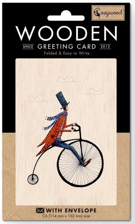 Karnet drewniany C6 + koperta Rower retro - tantis.pl