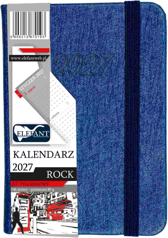 Kalendarz Rock 2027 A7 tygodniowy szafirowy - tantis.pl