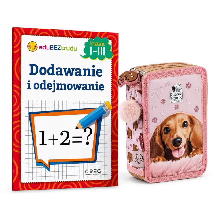 Pakiet: Dodawanie i odejmowanie. Klasa 1-3 / Piórnik z wyposażeniem Cleo i Frank 3-kom. DERFORM - tantis.pl