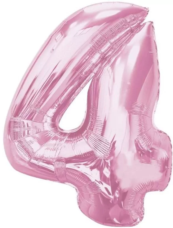 Balon foliowy cyfra 4 jasnoróżowa Smart 92cm - tantis.pl